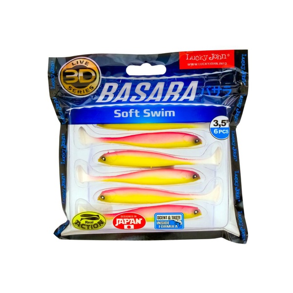 Виброхвост Lucky John 3D Series Basara Soft Swim 3,5" (8,9 см) PG04, 6шт