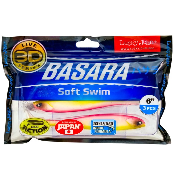 Виброхвост Lucky John 3D Series Basara Soft Swim 6" (15,2 см) PG04, 3шт