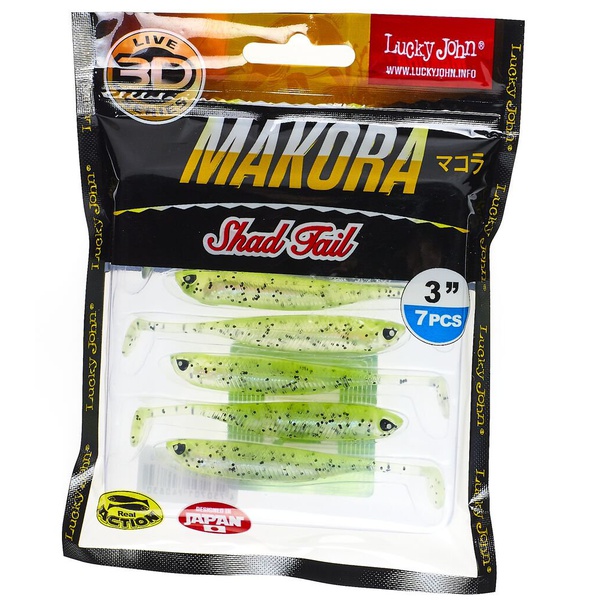 Виброхвост Lucky John 3D Series Makora Shad Tail 3" (7,6см) 7шт 006
