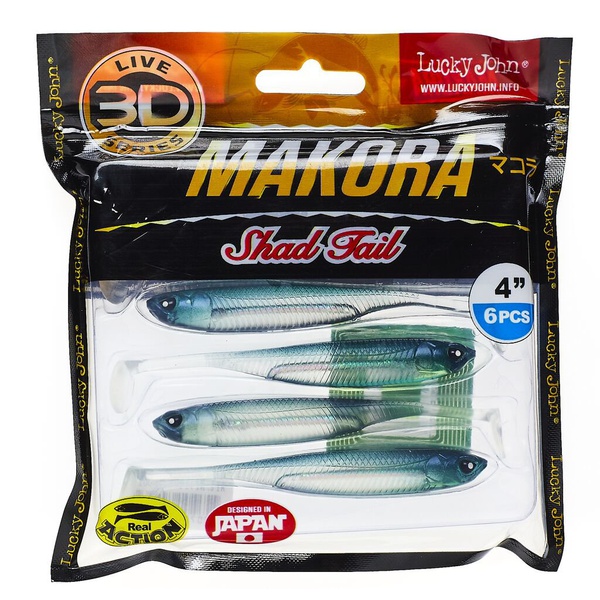 Виброхвост Lucky John 3D Series Makora Shad Tail 4" (10см) 6шт 001