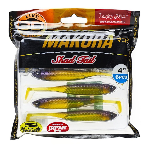 Виброхвост Lucky John 3D Series Makora Shad Tail 4" (10см) 6шт 004