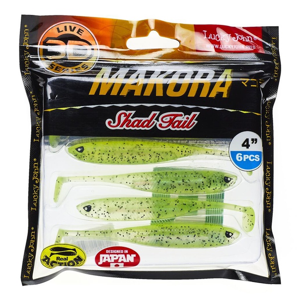 Виброхвост Lucky John 3D Series Makora Shad Tail 4" (10см) 6шт 006