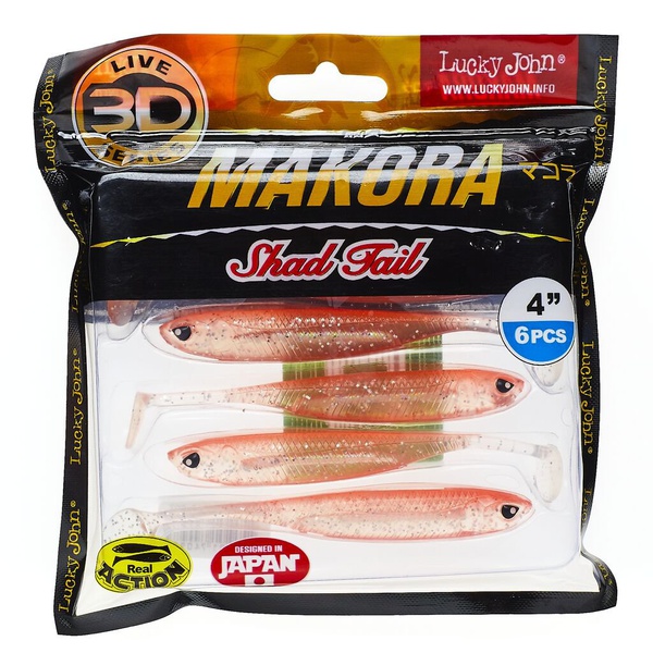 Виброхвост Lucky John 3D Series Makora Shad Tail 4" (10см) 6шт 007
