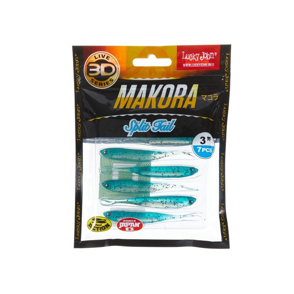 Виброхвост Lucky John 3D Series Makora Split Tail 3" (7,6см) 7шт 002