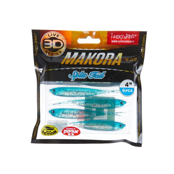 Виброхвост Lucky John 3D Series Makora Split Tail 4" (10см) 6шт 002
