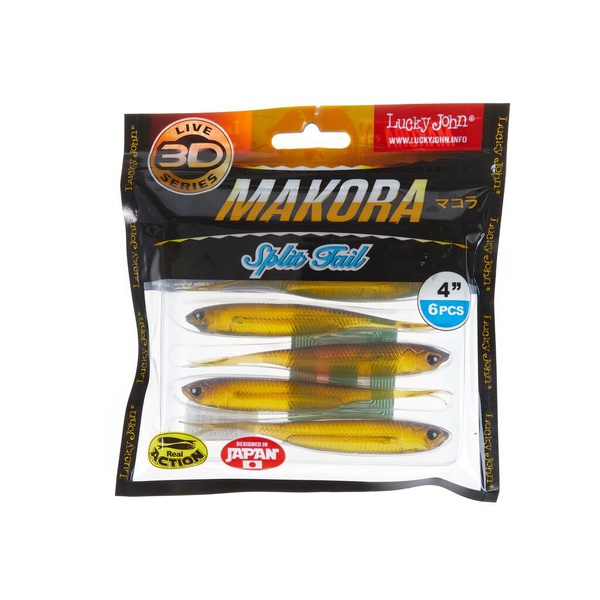 Виброхвост Lucky John 3D Series Makora Split Tail 4" (10см) 6шт 004