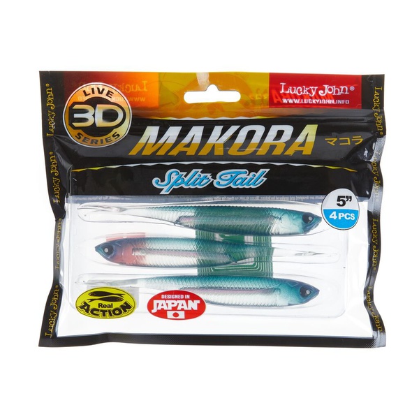 Виброхвост Lucky John 3D Series Makora Split Tail 5" (12,7см) 4шт 001