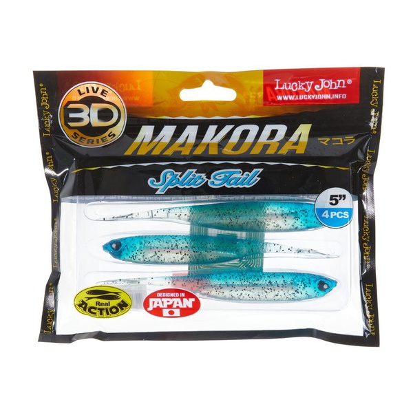 Виброхвост Lucky John 3D Series Makora Split Tail 5" (12,7см) 4шт 002