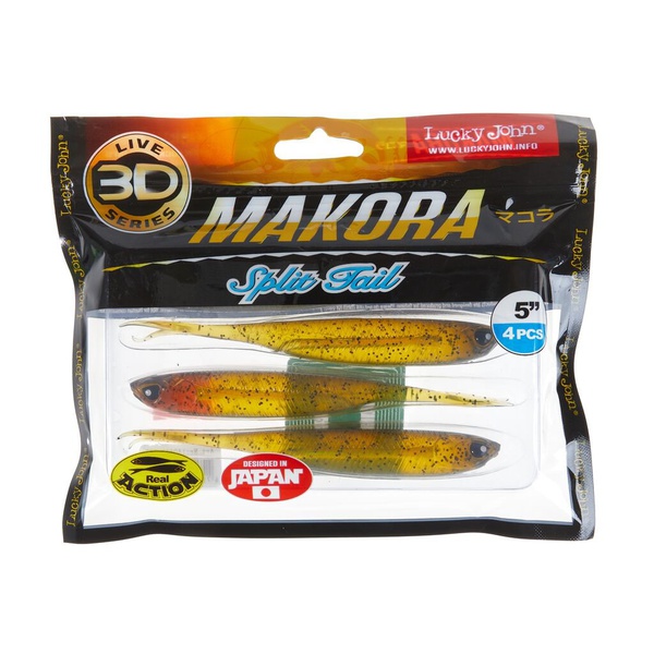 Виброхвост Lucky John 3D Series Makora Split Tail 5" (12,7см) 4шт 005