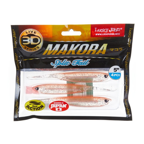 Виброхвост Lucky John 3D Series Makora Split Tail 5" (12,7см) 4шт 007