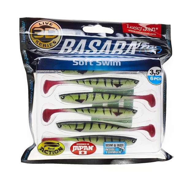 Виброхвост Lucky John 3D Series Basara Soft Swim 3,5" (8,9 см) PG10, 6шт