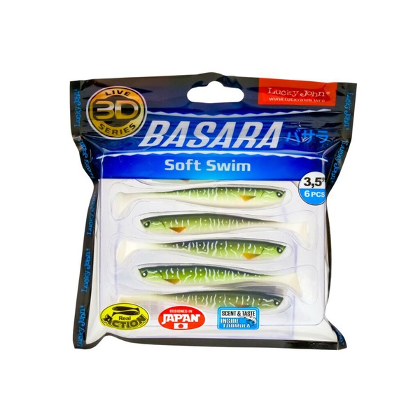 Виброхвост Lucky John 3D Series Basara Soft Swim 3,5" (8,9 см) PG11, 6шт