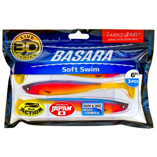 Виброхвост Lucky John 3D Series Basara Soft Swim 6" (15,2 см) PG06, 3шт