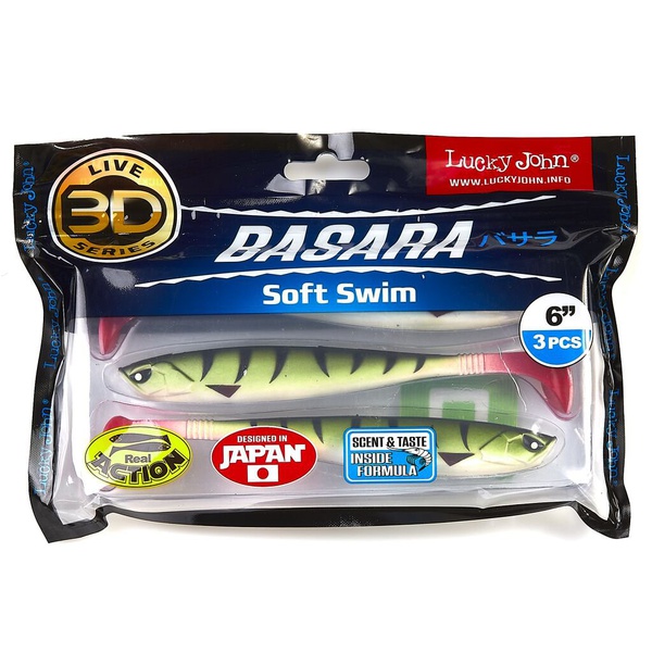 Виброхвост Lucky John 3D Series Basara Soft Swim 6" (15,2 см) PG10, 3шт