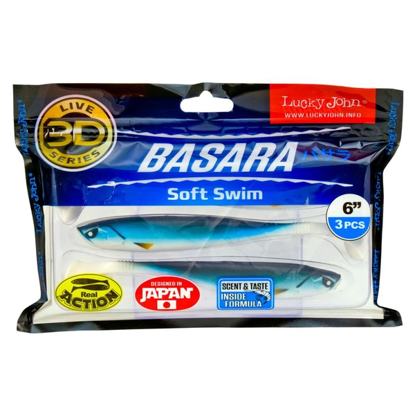 Виброхвост Lucky John 3D Series Basara Soft Swim 6" (15,2 см) PG12, 3шт