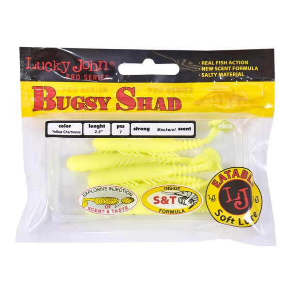 Виброхвосты съедобные Lucky John Pro Series Bugsy Shad 2.8" (7.2см) 7шт S88