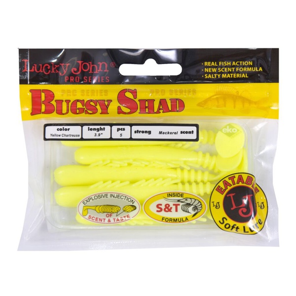 Виброхвосты съедобные Lucky John Pro Series Bugsy Shad 3.9" (10см) 5шт S88