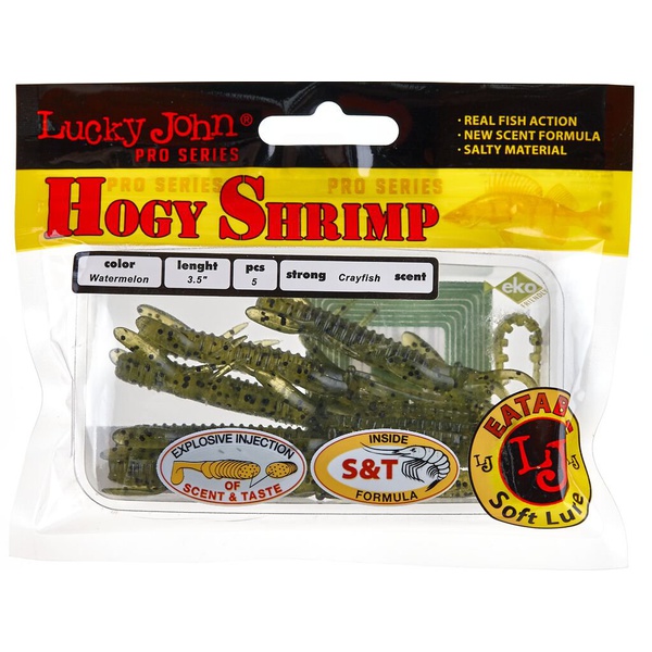 Виброхвосты съедобные Lucky John Pro Series Hogy Shrimp 3.5" (8.9см) 5шт PA01