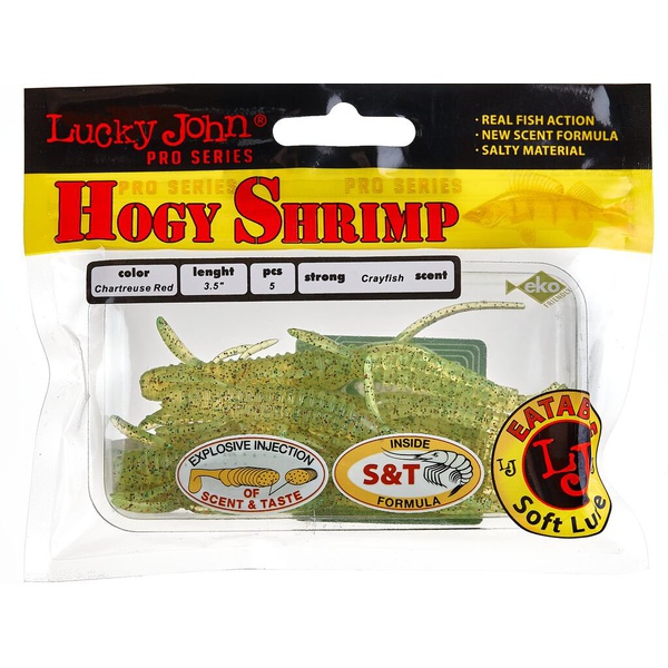 Виброхвосты съедобные Lucky John Pro Series Hogy Shrimp 3.5" (8.9см) 5шт S15