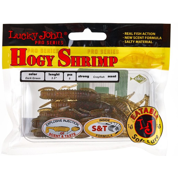 Виброхвосты съедобные Lucky John Pro Series Hogy Shrimp 3.5" (8.9см) 5шт SB05