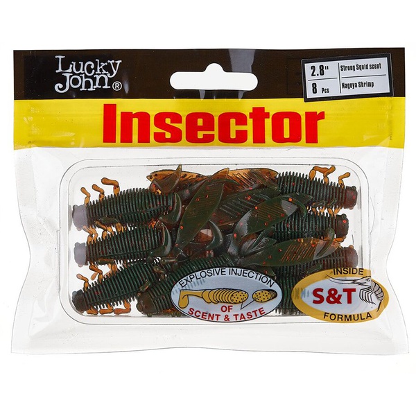 Виброхвосты съедобные Lucky John Pro Series Insector 2,8" (7см) 8шт 085