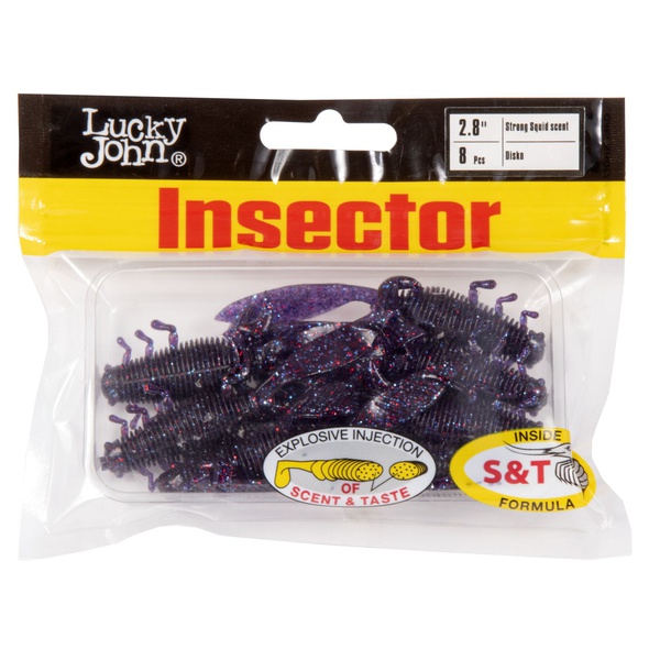 Виброхвосты съедобные Lucky John Pro Series Insector 2,8" (7см) 8шт S63
