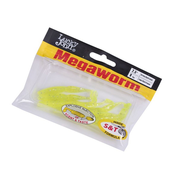 Виброхвосты съедобные Lucky John Pro Series MegaWorm 2,5" (6,3см) 8шт 071