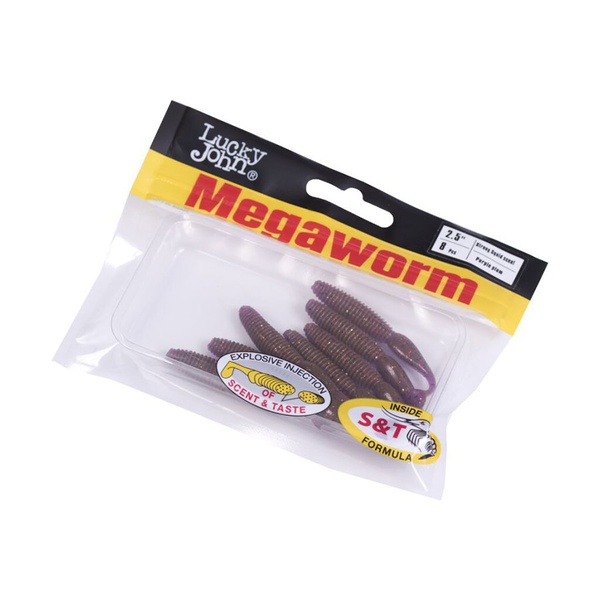 Виброхвосты съедобные Lucky John Pro Series MegaWorm 2,5" (6,3см) 8шт S13