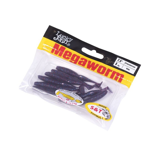 Виброхвосты съедобные Lucky John Pro Series MegaWorm 2,5" (6,3см) 8шт S63
