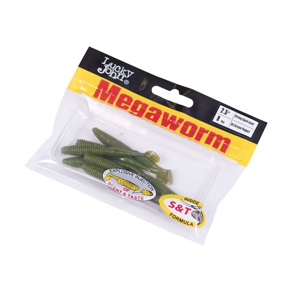 Виброхвосты съедобные Lucky John Pro Series MegaWorm 2,5" (6,3см) 8шт S67