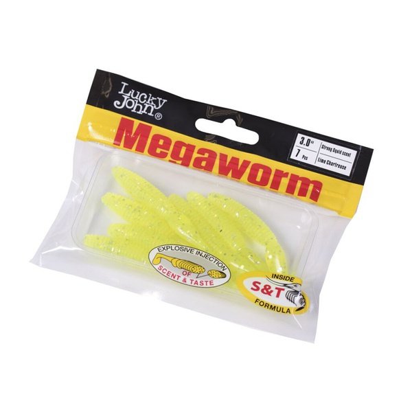 Виброхвосты съедобные Lucky John Pro Series MegaWorm 3" (7,6см) 7шт 071