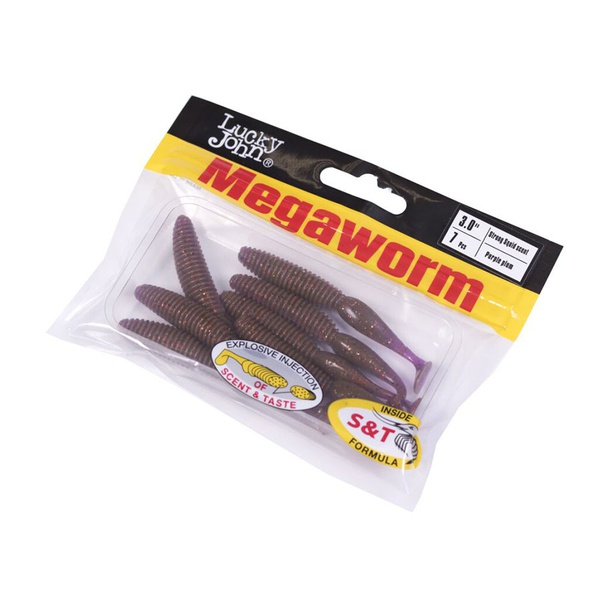 Виброхвосты съедобные Lucky John Pro Series MegaWorm 3" (7,6см) 7шт S13