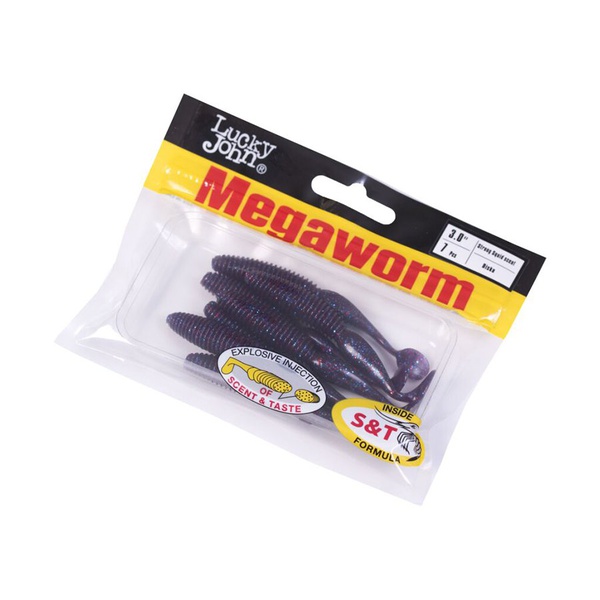 Виброхвосты съедобные Lucky John Pro Series MegaWorm 3" (7,6см) 7шт S63