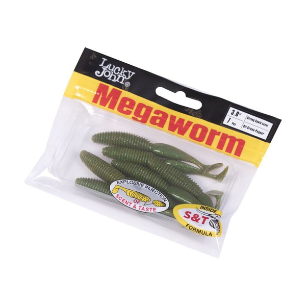 Виброхвосты съедобные Lucky John Pro Series MegaWorm 3" (7,6см) 7шт S67