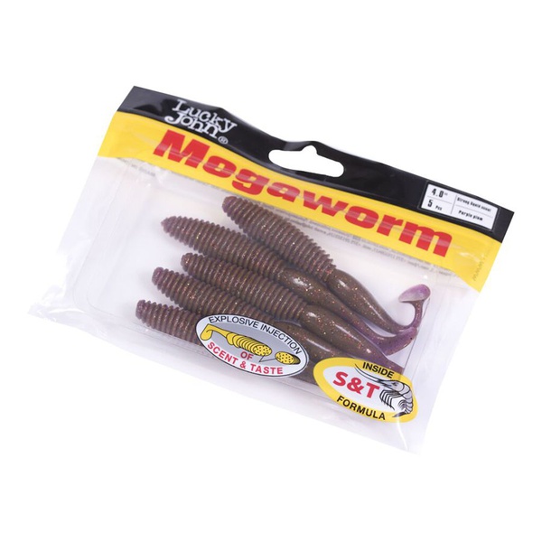 Виброхвосты съедобные Lucky John Pro Series MegaWorm 4" (10,1см) 5шт S13