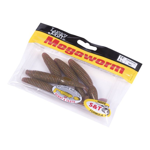Виброхвосты съедобные Lucky John Pro Series MegaWorm 4" (10,1см) 5шт S14