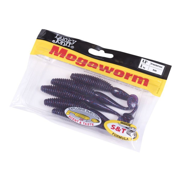Виброхвосты съедобные Lucky John Pro Series MegaWorm 4" (10,1см) 5шт S63