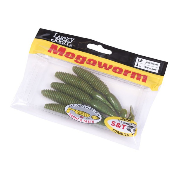 Виброхвосты съедобные Lucky John Pro Series MegaWorm 4" (10,1см) 5шт S67