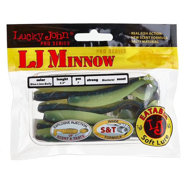 Виброхвосты съедобные Lucky John Pro Series Minnow 3.3" (8.4см) 7шт T53