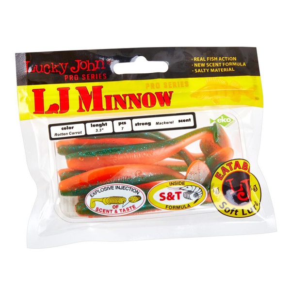 Виброхвосты съедобные Lucky John Pro Series Minnow 3.3" (8.4см) 7шт T56