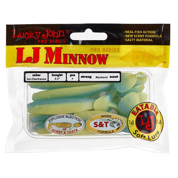 Виброхвосты съедобные Lucky John Pro Series Minnow 3.3" (8.4см) 7шт T57