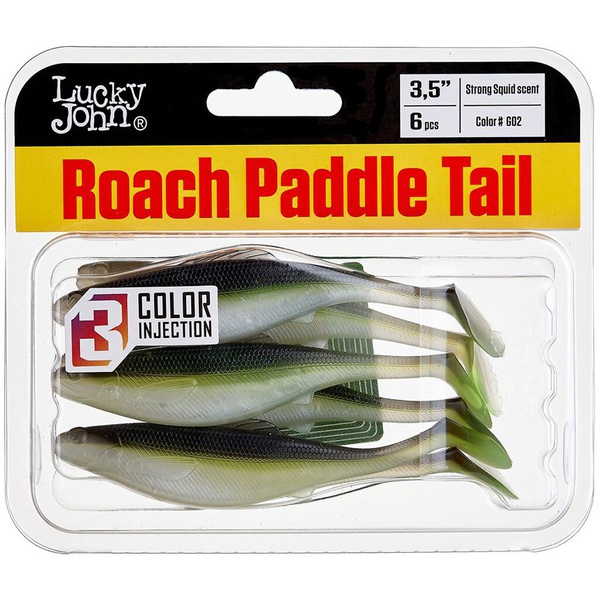 Виброхвосты съедобные Lucky John Pro Series Roach Paddle Tail 3.5" (8.9см) 6шт G02