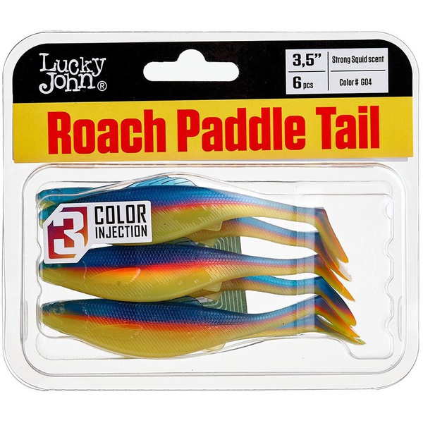 Виброхвосты съедобные Lucky John Pro Series Roach Paddle Tail 3.5" (8.9см) 6шт G04