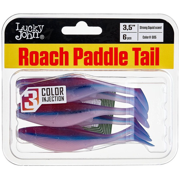 Виброхвосты съедобные Lucky John Pro Series Roach Paddle Tail 3.5" (8.9см) 6шт G05