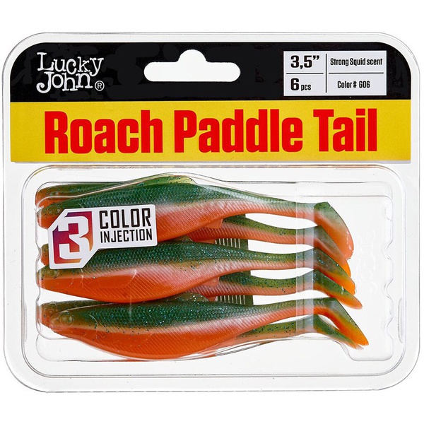 Виброхвосты съедобные Lucky John Pro Series Roach Paddle Tail 3.5" (8.9см) 6шт G06