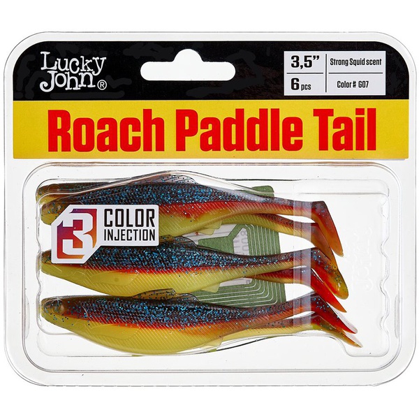 Виброхвосты съедобные Lucky John Pro Series Roach Paddle Tail 3.5" (8.9см) 6шт G07