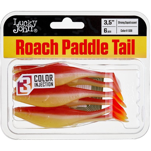 Виброхвосты съедобные Lucky John Pro Series Roach Paddle Tail 3.5" (8.9см) 6шт G08