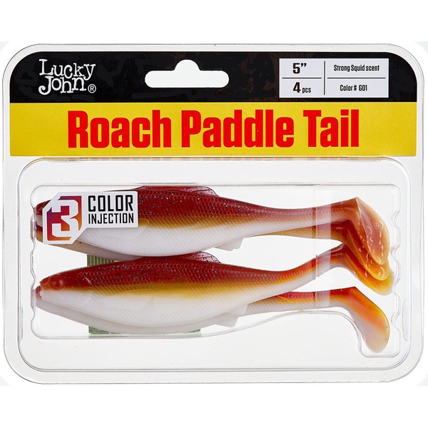 Виброхвосты съедобные Lucky John Pro Series Roach Paddle Tail 5" (12.7см) 4шт G01