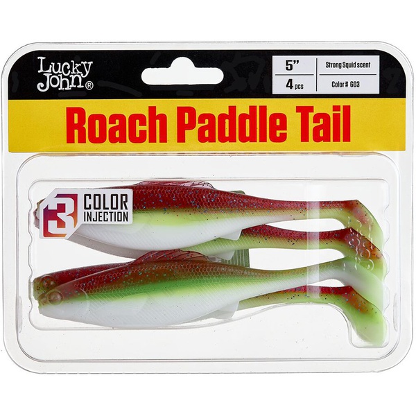 Виброхвосты съедобные Lucky John Pro Series Roach Paddle Tail 5" (12.7см) 4шт G03