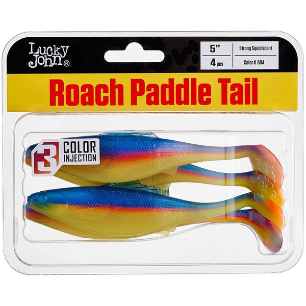 Виброхвосты съедобные Lucky John Pro Series Roach Paddle Tail 5" (12.7см) 4шт G04